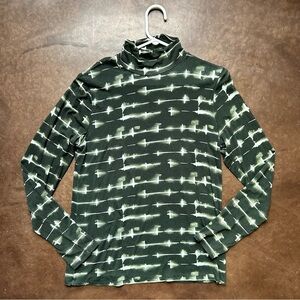 Hudson North- Green and White abstract Turtleneck- size large